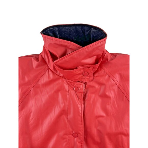 Misty Harbor Womens 1X Red Raincoat Flannel Line Any Weather Slicker Long Trench - Picture 2 of 15